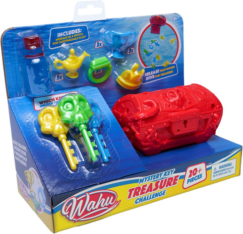 Wahu Mystery Key Treasure Challenge Pool Diving Toy Set for Kids Ages 5+, Underwater Treasure Chest and Key Diving Game