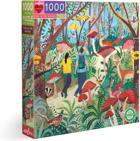 eeBoo 1000 Piece Square Adult Jigsaw Puzzle - Piece and Love Hike in The Woods, Glossy Sturdy Pieces