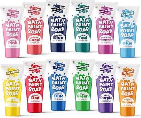 Tub Works Bath Paint Soap, 12 Pack | Non-Toxic, Washable Bathtub Paint