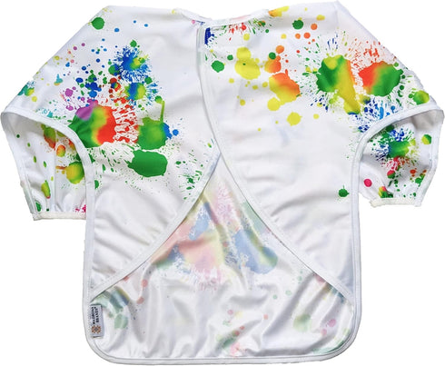 Toddler Art Smock & Baby Bib, Full Sleeve Waterproof Crafts Cover, Paint Apron for Kids 1-3 Years