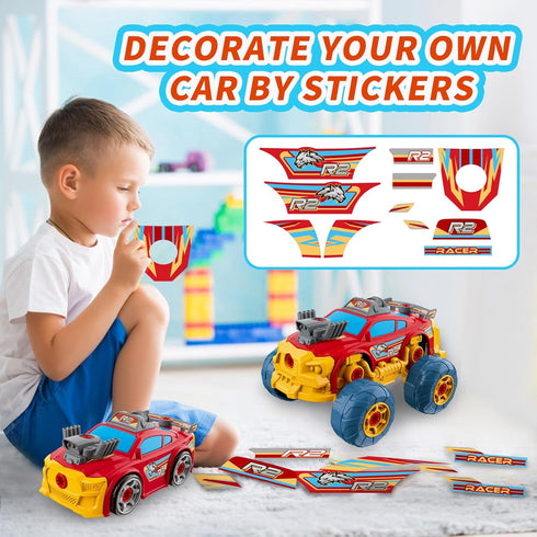 Pup Go 3-in-1 46Pcs 3 4 5 6 7 8 9 Take Apart Car for Boys with Electric Drill, Construction Toy Truck, Build Your Own