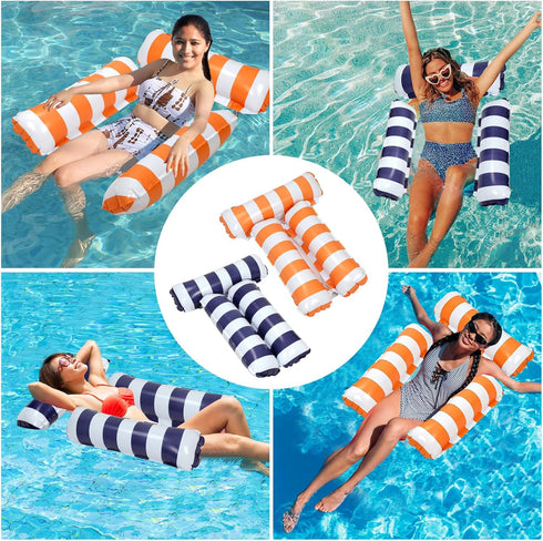 TIWISSES 2 Pack 4-in-1 Hammock 3 Hammock Swimming Inflatable Pool Floats Pool with Bottom Mesh Tubes Inflatable