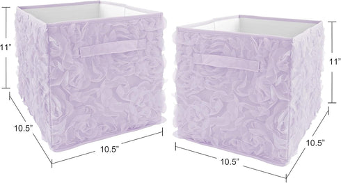 Set 2 Sweet Jojo Designs Purple Floral Rose Foldable Fabric Storage Cube Bins Boxes Organizer Toys Kids Baby Childrens