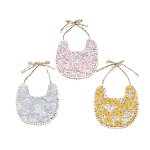 GZMM Baby Bib for Girls, 3 Pack Reversible Waterproof Handmade Natural Cotton Drool Bib 0-12 Months
