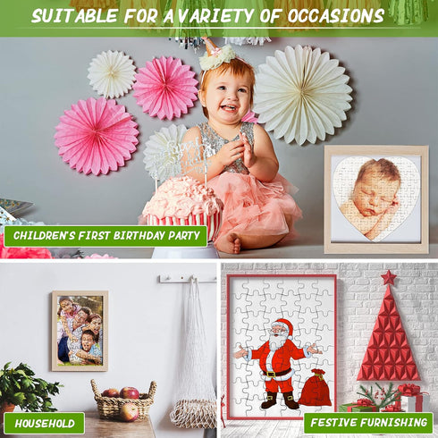 10 Sets Blank Sublimation Jigsaw Puzzle for Kids, Rectangle and Heart Shaped, DIY Custom Heat Transfer