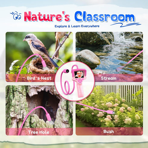 FunforFun! 5 6 7 8 9 10 32G Borescope Snake Camera with Light, Kids Outdoor Toys for Year Old Girl, STEM Educational