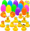 JOYIN 12 Pcs Filled Easter Eggs with Rubber Duck and Rabbit Duckies,