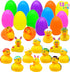 JOYIN 12 Pcs Filled Easter Eggs with Rubber Duck and Rabbit Duckies,