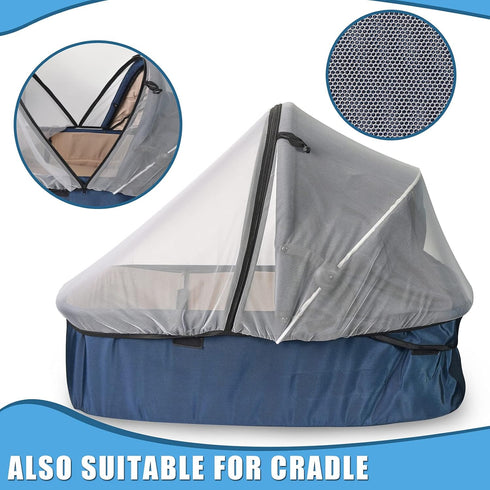 Mosquito Net for Baby Car Seats | Infant Car Seat Insect Mesh Net with Zipper | Universal Fit, Machine Washable - Gray