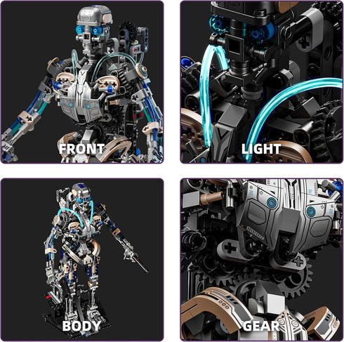 BRICK HAMBURG 692PCS Set3D Mechanical Skeleton Robot Building Block Poseable Model with LED Light, Movable Linkage
