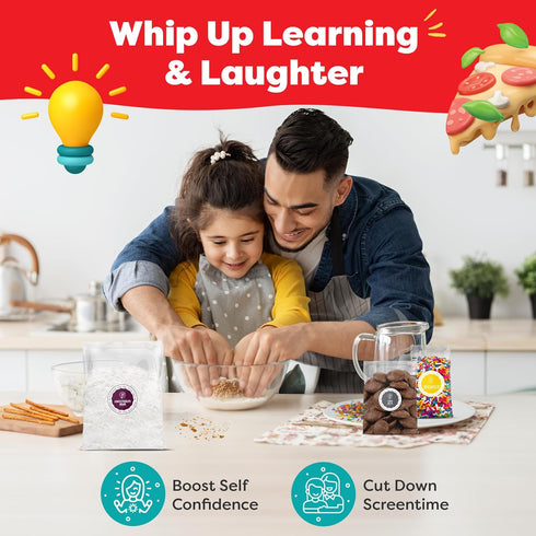 Set BAKETIVITY No-Bake Dessert Pizza Kids Baking Kit & STEAM Lesson | STEAM Focused Kids Pizza Party Baking | No-Bake