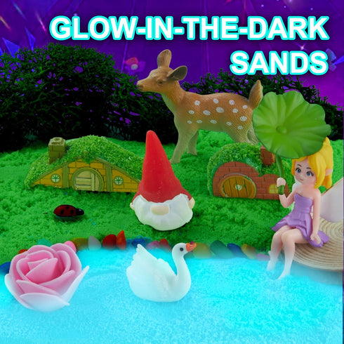 360Turn Set 3 4 5 6 7 8 Spinning Fairy Garden Sensory BinDesktop Sandbox with Glow-in-the-Dark Sensory SandRotating kit