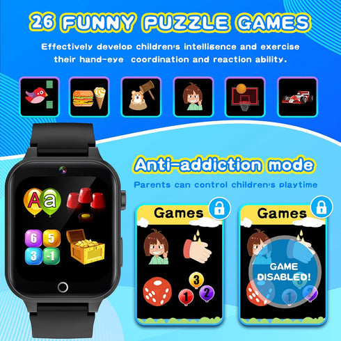 Cosjoype Smart Watch for Kids - 26 Puzzle Games, HD Touchscreen Camera, Music Player, Educational Gift for Ages 8-10