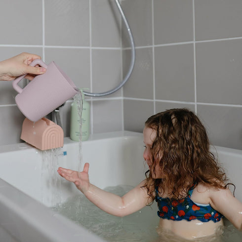 Mushie Soft Silicone Bath Spout Cover - Universal Fit Faucet Safety Guard for Kids (Rose)