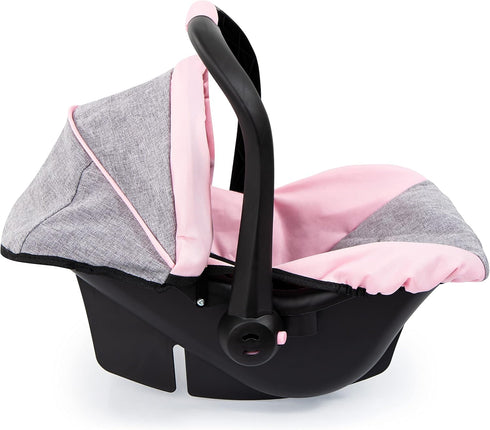 67933AA 18" Bayer Design Toy, Car Seat Easy Go for Neo Vario Pram with Cover, Doll Accessories, Pink, Grey