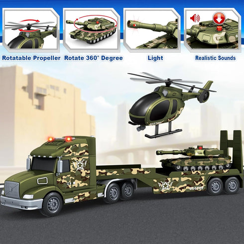 3 4 5 6 3 1 SpringFlower Army Truck Boy Toys, Vehicle Car Toy Brithday Gifts, in Extra Large Transport Truck
