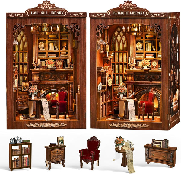 Sagiterra Book Nook KitDIY Miniature Dollhouse Kit for Adults and Teens3D Wooden Tiny