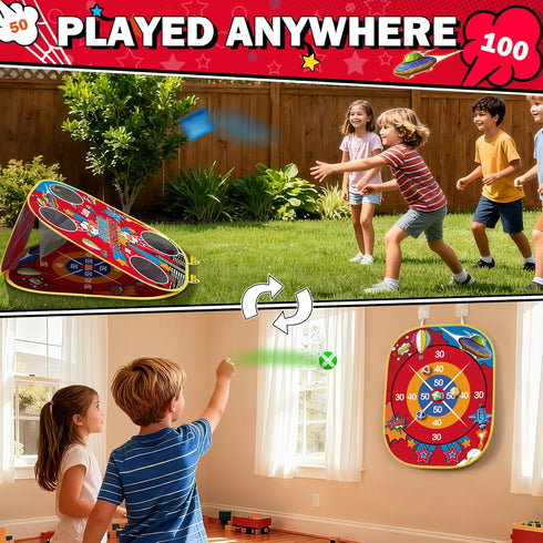 MENG YANG 3-in-1 3 4 5 6 7 8-12 Spider Bean Bag Toss Game for Kids Cornhole Board Outdoor Toys for Toddlers, Family Fun