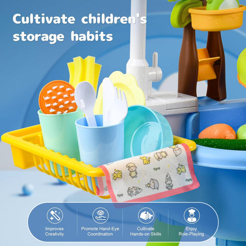 2026 3+ Upgraded Toddler Sand Water Table Toy with Electric Water Pump, Kids Sand Water with Faucet/Play Food