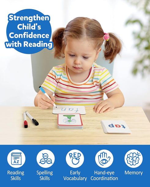Coogam CVC Sight Words Magnetic Letters Flashcards, Short Vowel Spelling Game for Preschool Kids Learning Supplies