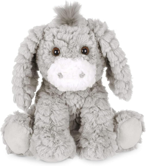 Bearington Donny Plush Donkey Stuffed Animal - 10.5" Soft Gray Donkey Toy