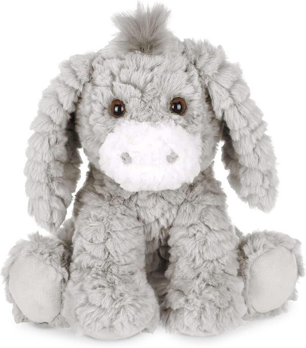Bearington Donny Plush Donkey Stuffed Animal - 10.5" Soft Gray Donkey Toy