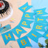 Clabby Glitter Happy Birthday Banner, Shiny Letters Hanging Signs for Party Supplies Backdrop Decoration, Blue