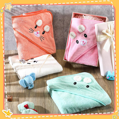 4 31.5 31.5 Inch Preboun Pcs Baby Bath Towel x Coral Fleece Baby Hooded Towel Absorbent Soft Babys Towels for Newborn