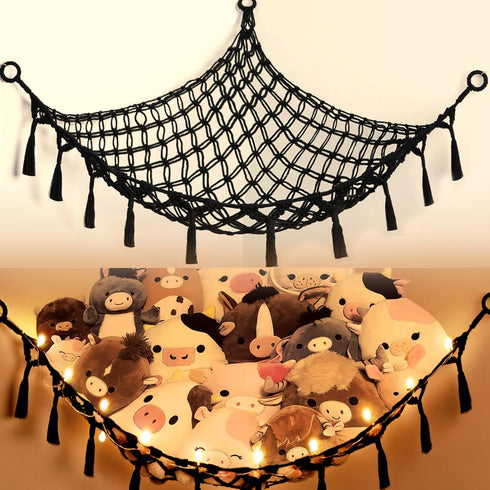 Yewiwin Stuffed Animal Net or Hammock with Light, Macrame Hanging Net Hammock for