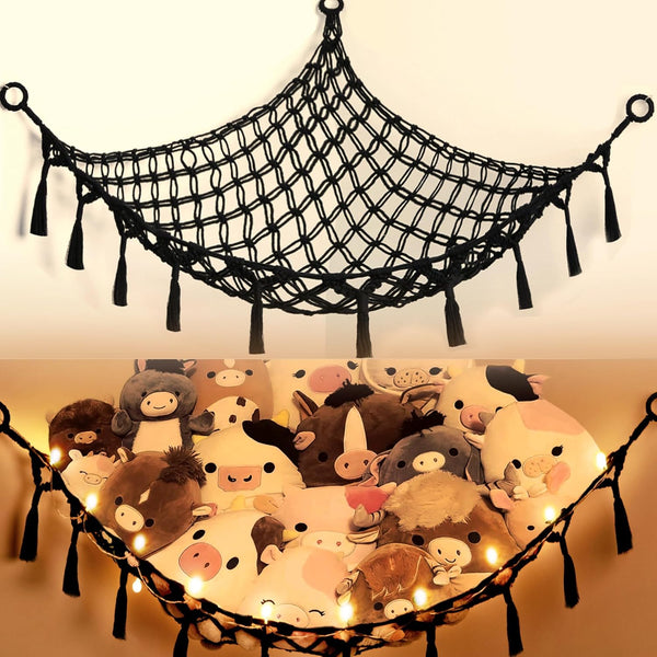 Yewiwin Stuffed Animal Net or Hammock with Light, Macrame Hanging Net Hammock for