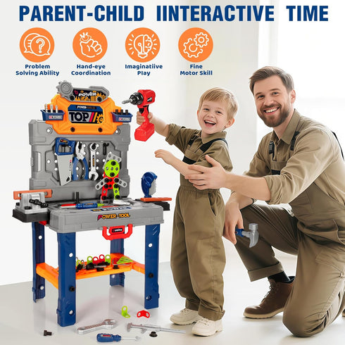Set Playset 3-5, Set 3 4 5 TooyBing Kids Tool Bench with Electric Drill and Realistic Tools, Construction Workbench Toy