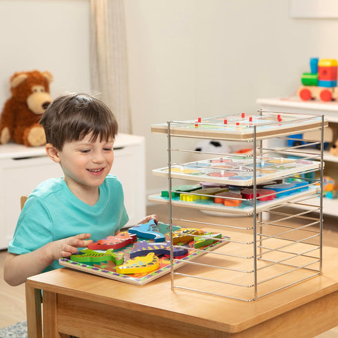 12 inches 0.75 inches Melissa & Doug Multi-Fit Metal Wire Puzzle Rack wide and deep