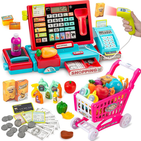Cash Register for Kids Real Calculator Kids Cash Register with Scanner Toy