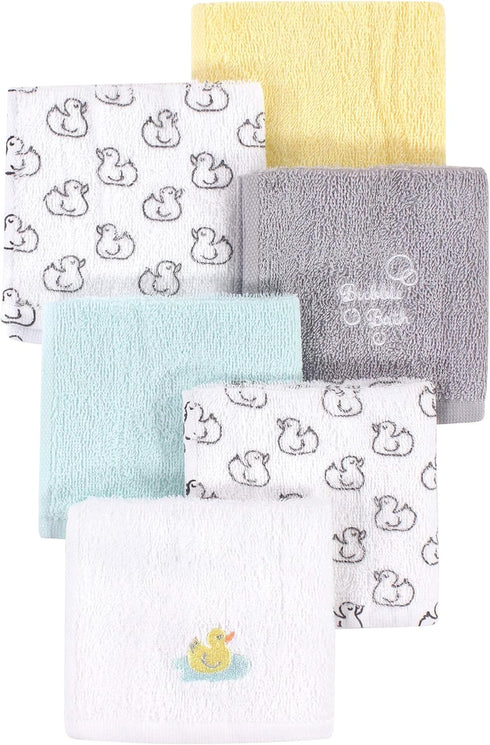 Luvable Friends Unisex Baby Super Soft Cotton Washcloths, Duck, One Size