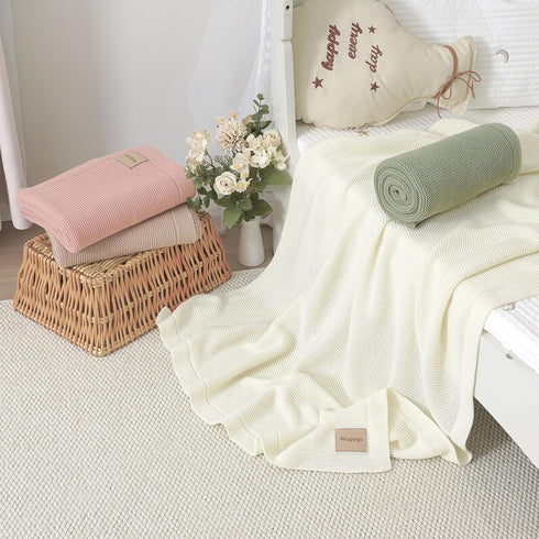 30 40 Inch Baby Blanket x Soft Knit for Boys & Girls Cotton Nursery Swaddling Blankets Toddler Knitted Crochet
