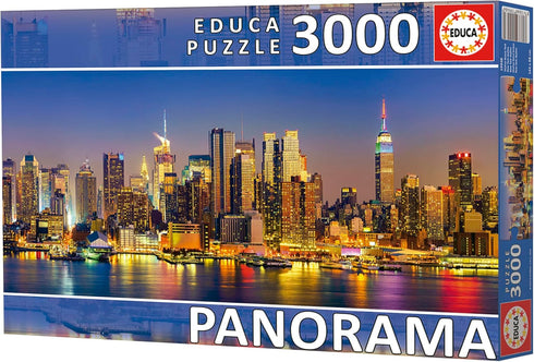 Educa Panorama Puzzles - New York City Skyline 3000 Piece Jigsaw Puzzle with Glue Included