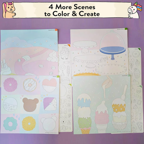 Set 4-10 8 Together Art Dessert Color Your Own Storytelling Sticker Kit Coloring Your Own Stickers DIY for Kids