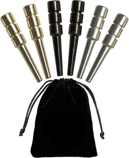 WE Games King-Sized Ultimate Cribbage Pegs, Set of 6 (2 Brass, 2 Silver, 2 Black)
