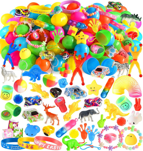 200 Pack C2 Prefilled Easter Eggs with Assorted Toys, Easter Theme Surprise Eggs for Basket Stuffers/ Fillers, Filling