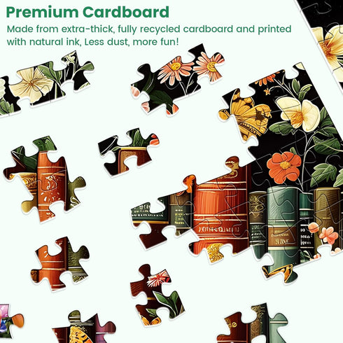 500 500 Piece Puzzle for Adults | Vintage Wildflowers Books Puzzle | Recycled Cardboard Plant Flowers Jigsaw Puzzle