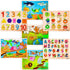 WOOODLIFY 7 Pack 2 3 4 5 7 2-5, Wooden Puzzles for Toddlers Years Old - Colorful Chunky Wood Peg Puzzles for Kids Ages