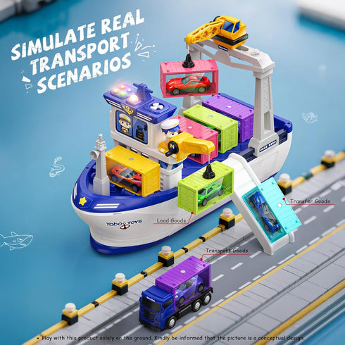 3 4 5 6 Playset 18 8 4 3 4 5 6 Vanvimen Cargo Boat Toys for Year Old Boys Kids, Toy Boat and Crane with Pcs Die-Cast