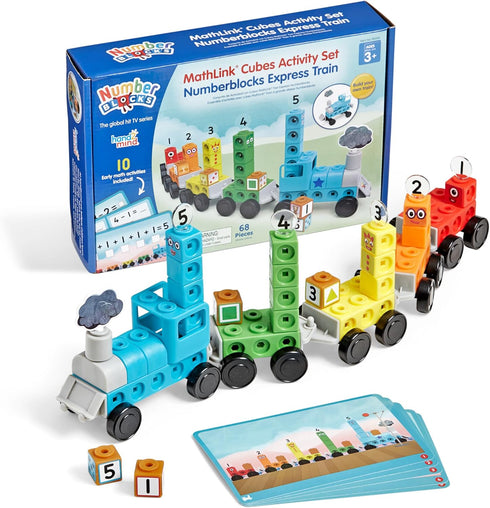 hand2mind Numberblocks Express Train MathLink Cubes Activity Set, Preschool Learning, Counting Blocks, Educational Toys