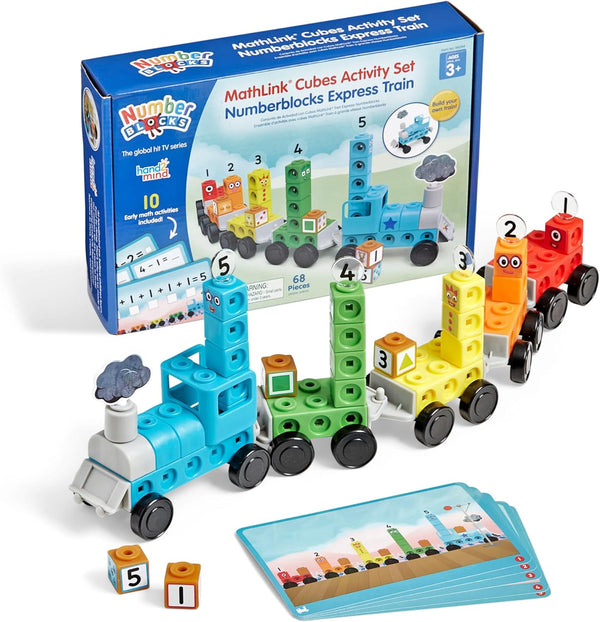 hand2mind Numberblocks Express Train MathLink Cubes Activity Set, Preschool Learning, Counting Blocks, Educational Toys