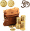 50 PCS Gold Coins & PU Leather Bag - DND Metal Coins for Board Games, Fantasy Coins as Game Tokens