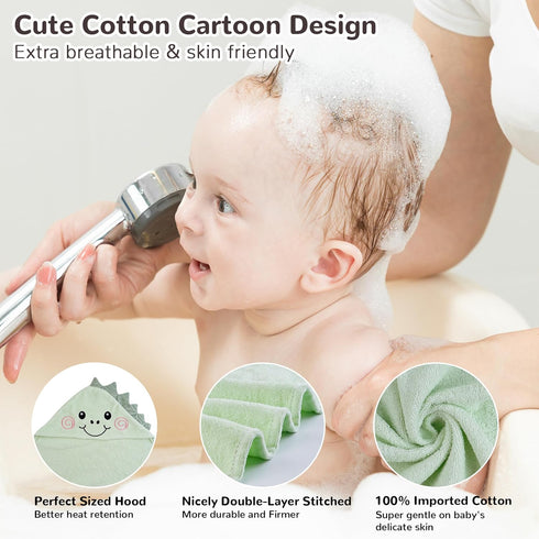 2 Pack 100% Viviland Hooded Baby Towels, Soft Cotton Baby Bath Towels with Hood, Extra Thick and Absorbent, Essential