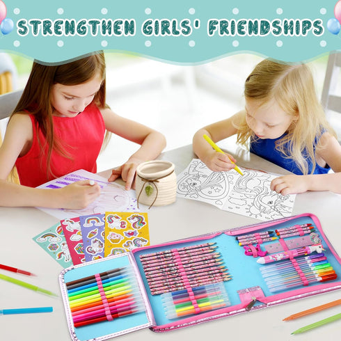 Set 4 5 6 7 8 9 10 Set 4-6-8 Unicorn Washable Markers with Glitter Pencil Case, Art Supplies for Kids Ages Years Old