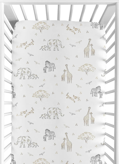 Set 2p Sweet Jojo Designs Jungle Safari Animals Boy Girl Gender Neutral Unisex Baby Fitted Crib Sheet Infant Newborn