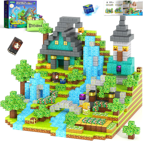 Gooidea Magnetic Blocks - 100 Building Blocks Mine Magnets Building Craft Autistic