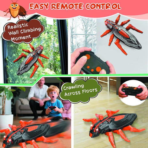 6-12 Wall Crawler Cockroach RC Toy, Creepy Crawly Remote Control Robot for Kids, Climbs Walls, STEM Toys Halloween